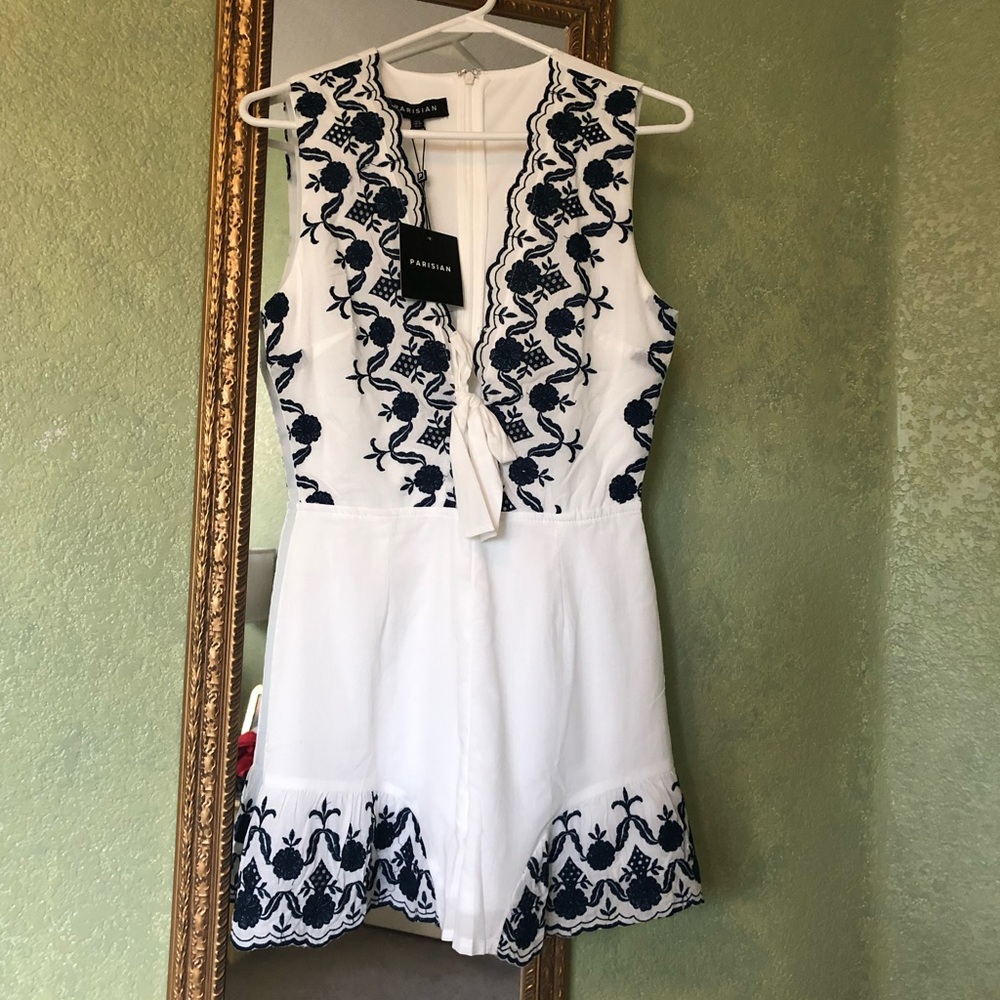 ASOS Parisian Bow Front Embroidered Romper-New